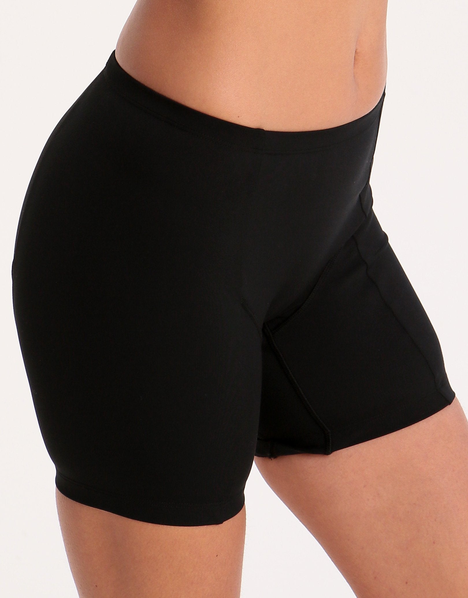 Halocline Womens Sport Swim Shorts Longer Leg - Black