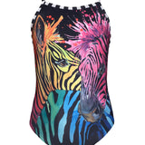 Halocline Girls Zebra Strappy Back Swimsuit