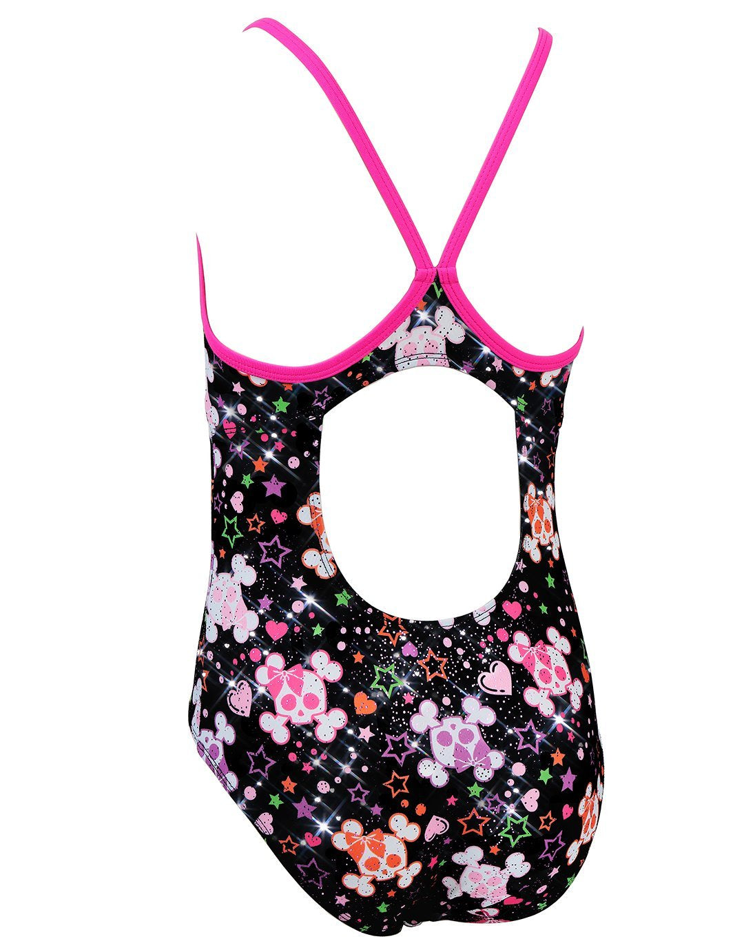 Halocline Girls Cute Skulls Sparkle Swimsuit