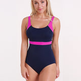 Stella Longer Length Clipback Swimsuit - Navy/Pink
