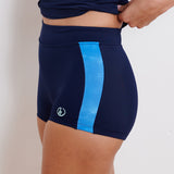 New Womens Panel Swim Shorts - Navy and Ocean Blue