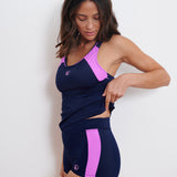 New Womens Panel Swim Shorts - Navy and Rose