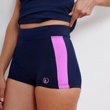 New Womens Panel Swim Shorts - Navy and Rose