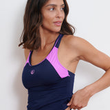 New Sport Tankini Top - Navy and Rose