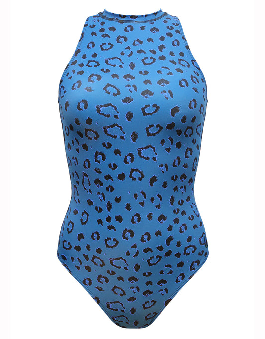 Sleek Longer Length Swimsuit - Animal Print Teal