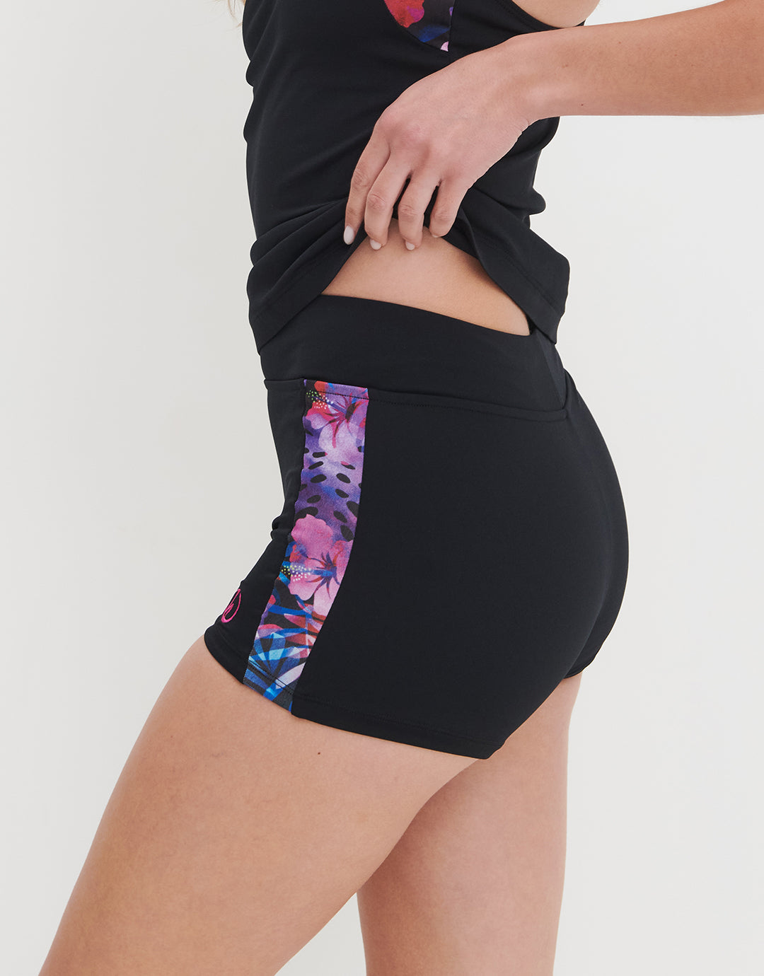 Womens Panel Swim Shorts - Night Tropics