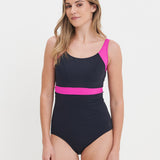 Stella Longer Length Clipback Swimsuit - Navy/Pink