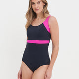 Stella Longer Length Clipback Swimsuit - Navy/Pink