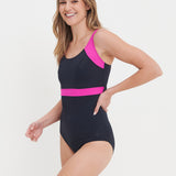 Stella Longer Length Clipback Swimsuit - Navy/Pink