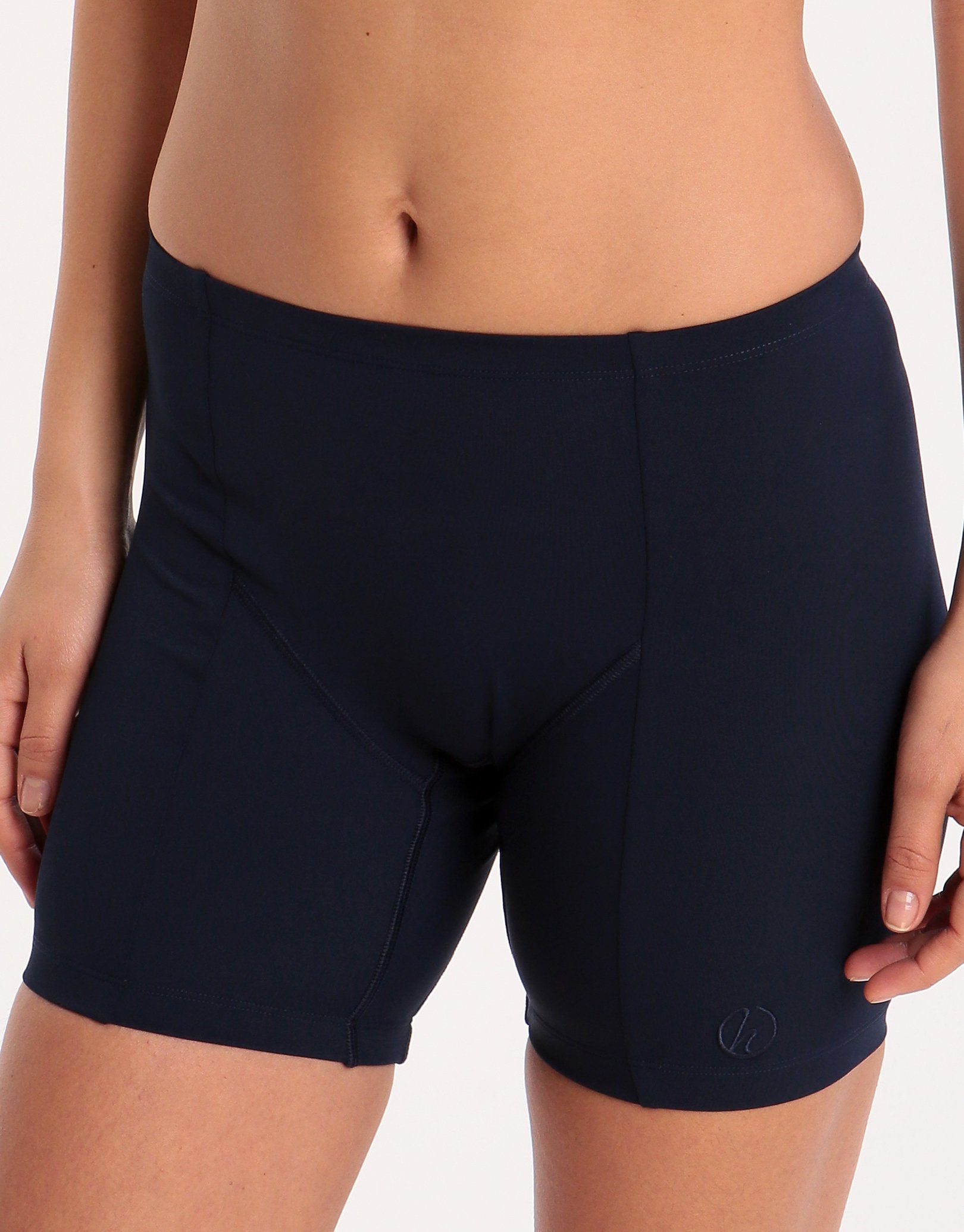 Womens Swim Shorts Long Leg Navy Halocline Swimwear