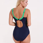Halocline Stella Longer Length Clipback Swimsuit - Navy /Jade
