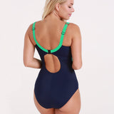 Halocline Stella Longer Length Clipback Swimsuit - Navy /Jade