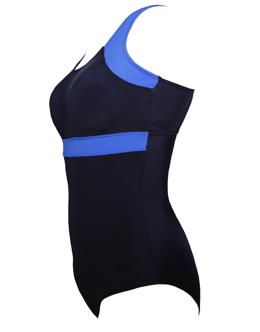 Stella Longer Length Clipback Swimsuit - Black and Blue