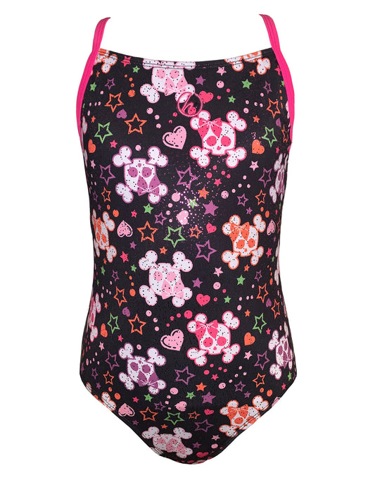 Halocline Girls Cute Skulls Sparkle Swimsuit