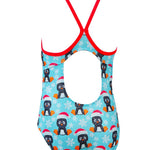 Halocline Girls Festive Penguins Sparkle Swimsuit