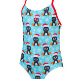 Halocline Girls Festive Penguins Sparkle Swimsuit